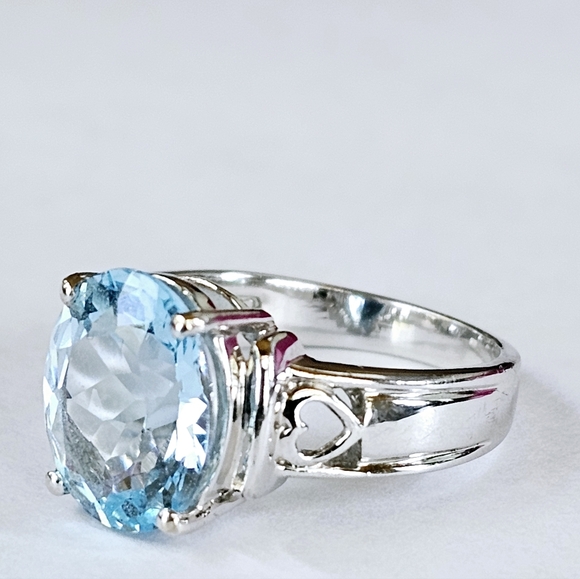 Certified Blue Topaz Sterling Silver Ring Size 7 π - Picture 5 of 14